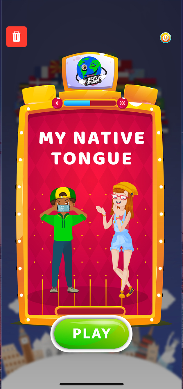 My Native Tongue mobile app start the game screen in Miami, FL